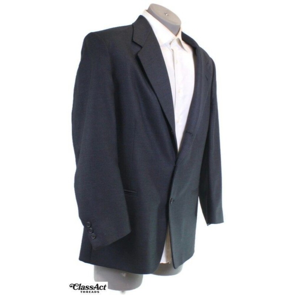 Vintage Nino Cerruti Sport Coat Blazer MENS Geo-Metric Blue 3 Btn 44S